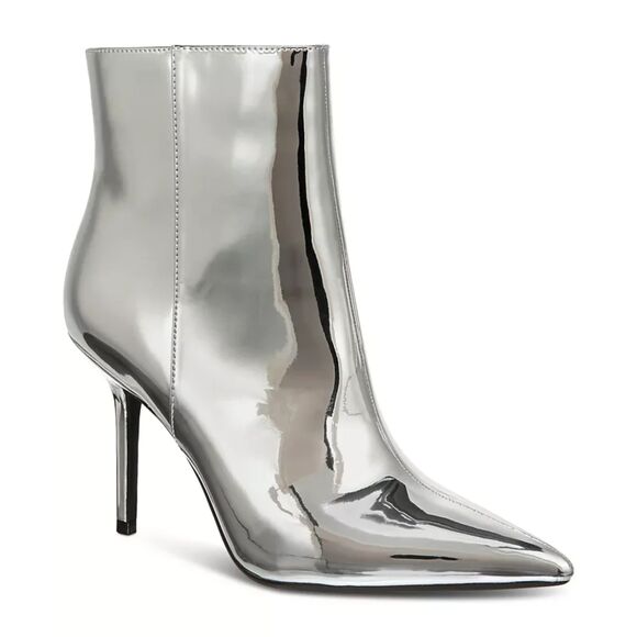 A New Day Women's Shandra Ankle Boots Patent Leather Silver Pointy Toe SZ 9:NWOB - Picture 2 of 14